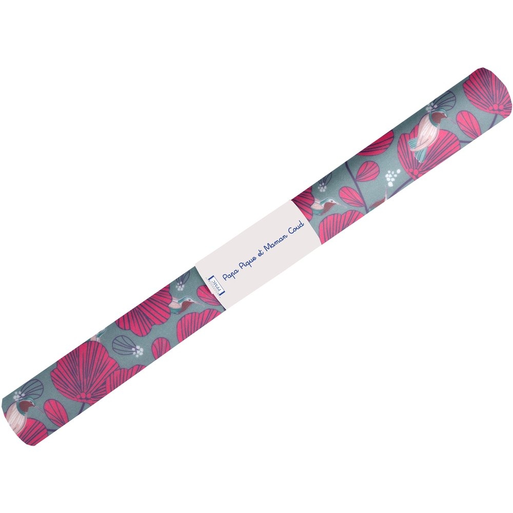 Coupon Tissu Enduit De 35Cm Ex2248 Oiseau Framboise