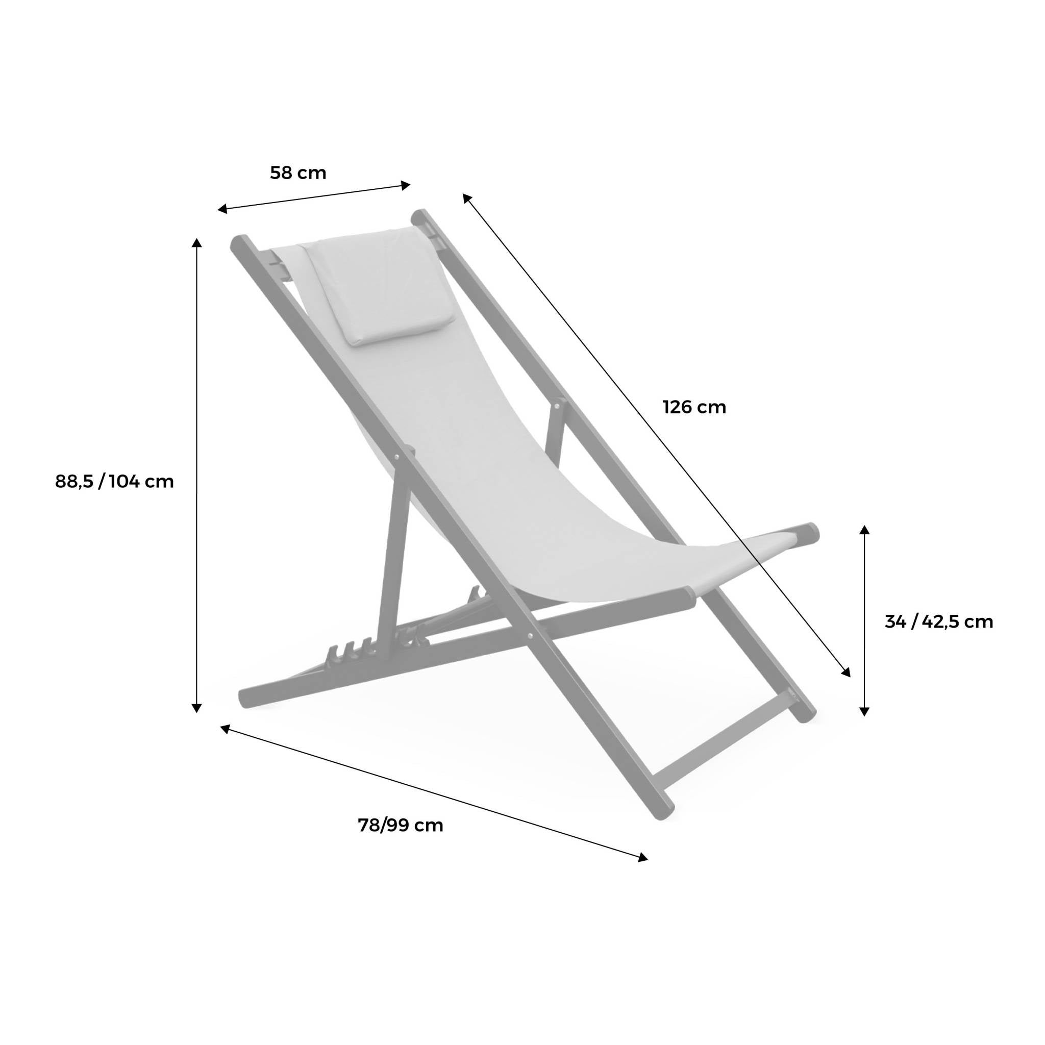 sweeek - Aluminium ligstoel met meerdere posities (set van 2)