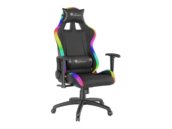 Genesis Trit 500 RGB - Stol - ergonomisk - lænestol - armstøtter - T-formet - vippe - drejeled - tekstil, PU syntetisk læder - sort