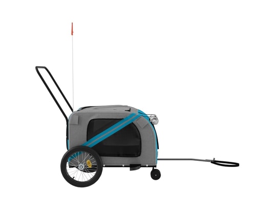 VIDAXL - Remorque de vélo pour animaux de compagnie bleu et gris