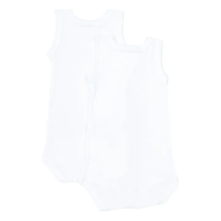 Petit Bateau Lot 2 Bodies Sans Manche Coton Bio | Blanc
