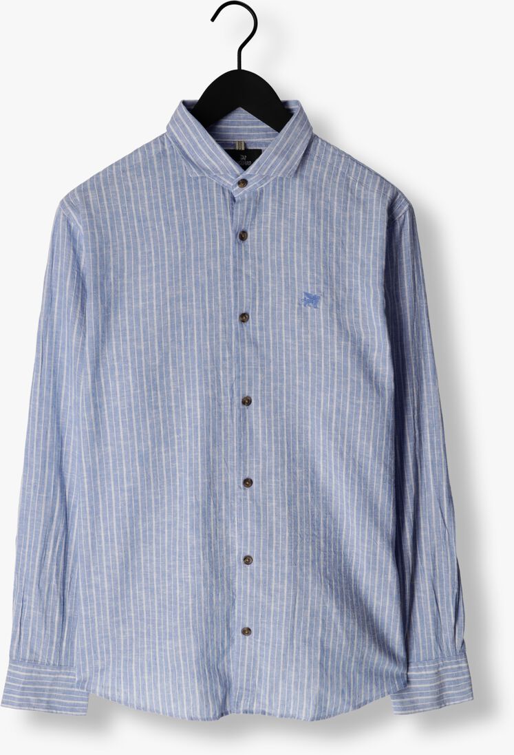 VANGUARD lichtblauwe vanguard casual overhemd long sleeve shirt linen cotton blend stripe