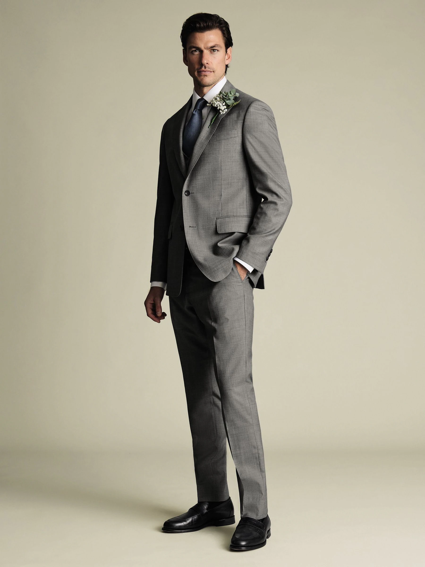 Grijs - Charles Tyrwhitt Sharkskin Slim Fit Jacket