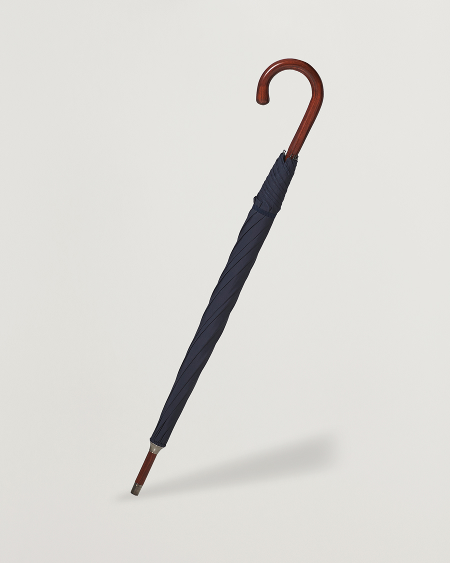Fox Umbrellas Polished Cherrywood Solid Umbrella Navy