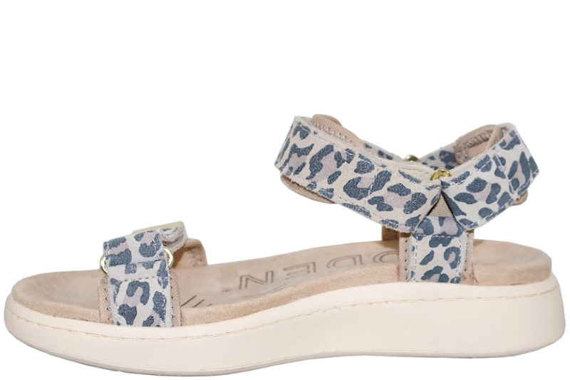WODEN LINE LEOPARD SANDAL I BEIGE TEKSTIL