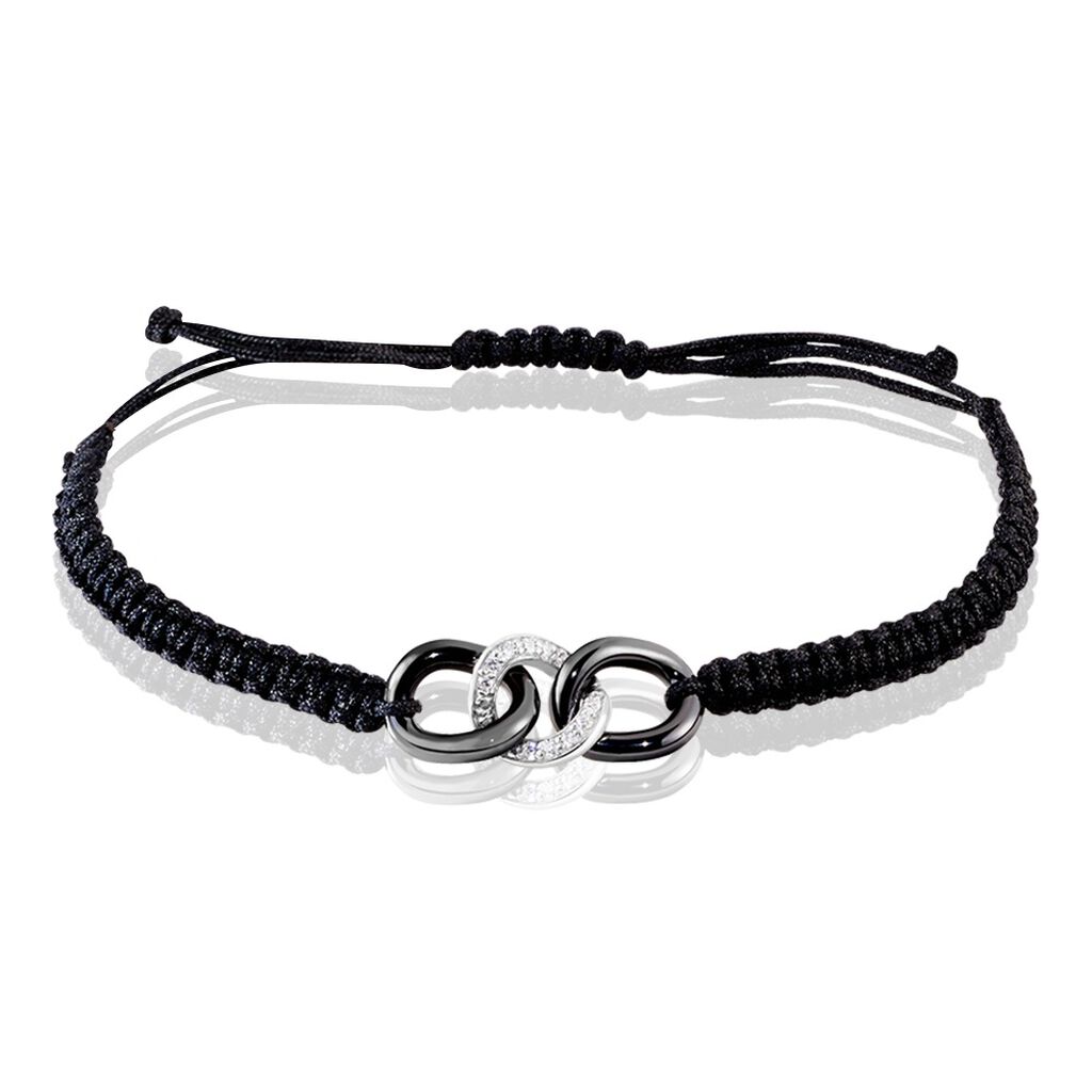 Bracelet Link Argent Blanc Oxyde De Zirconium Et Céramique
