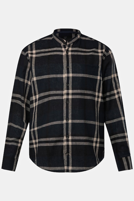 Leinenmix-Hemd, Langarm, Stehkragen, Modern Fit, bis 8 XL
