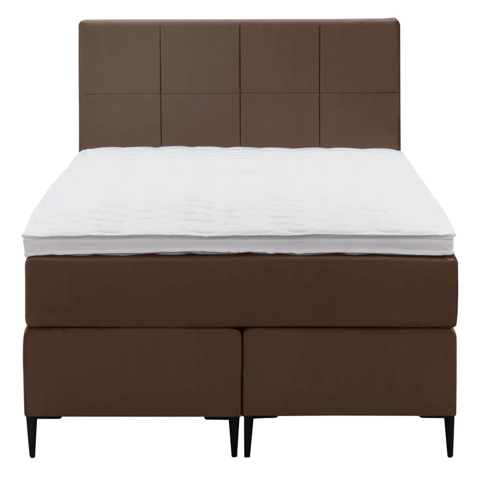 Boxspring Liv geblokt - bruin - 120x200 cm - slanke poot