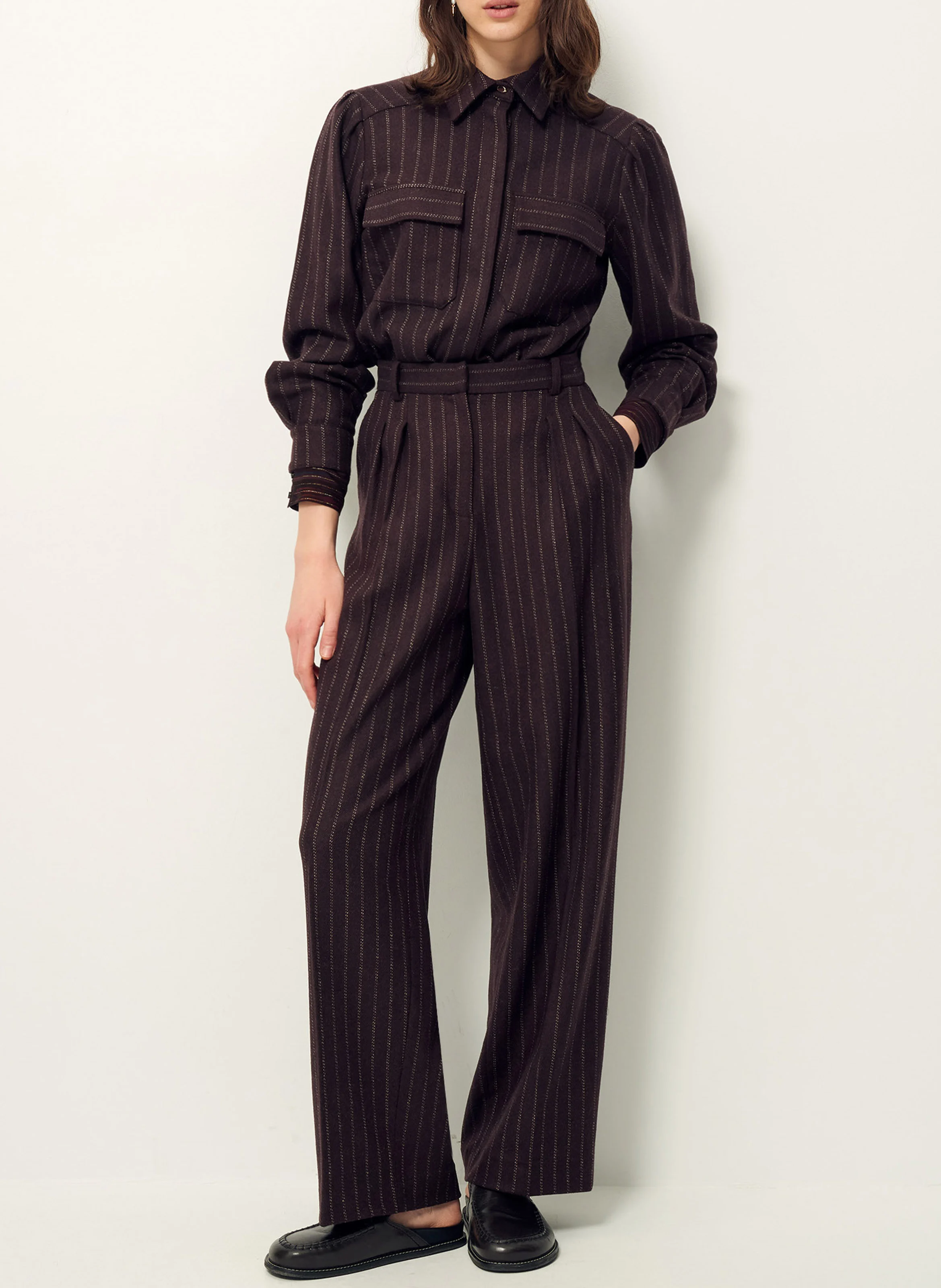 EMILIO - Pantalon droit en laine mélangée | Marron