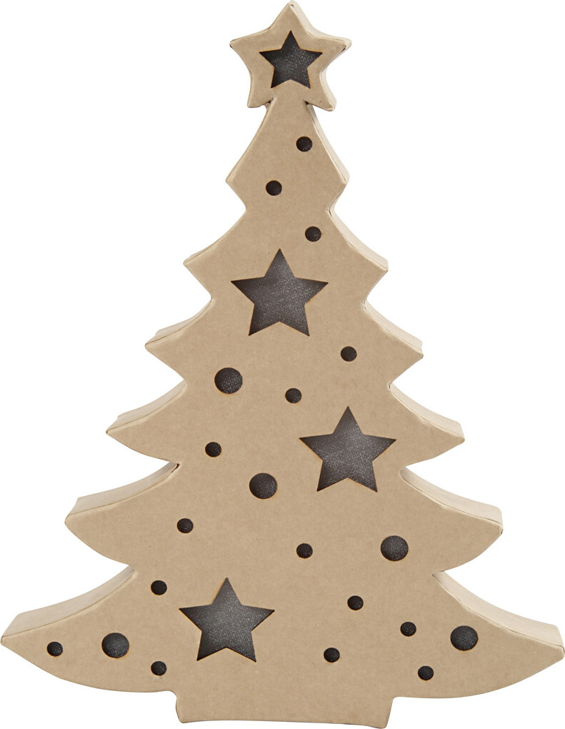 Papfigur Med Indbygget Lys - Juletræ - H 27 CM - D 4 CM - B 21,5 CM - 1 Stk