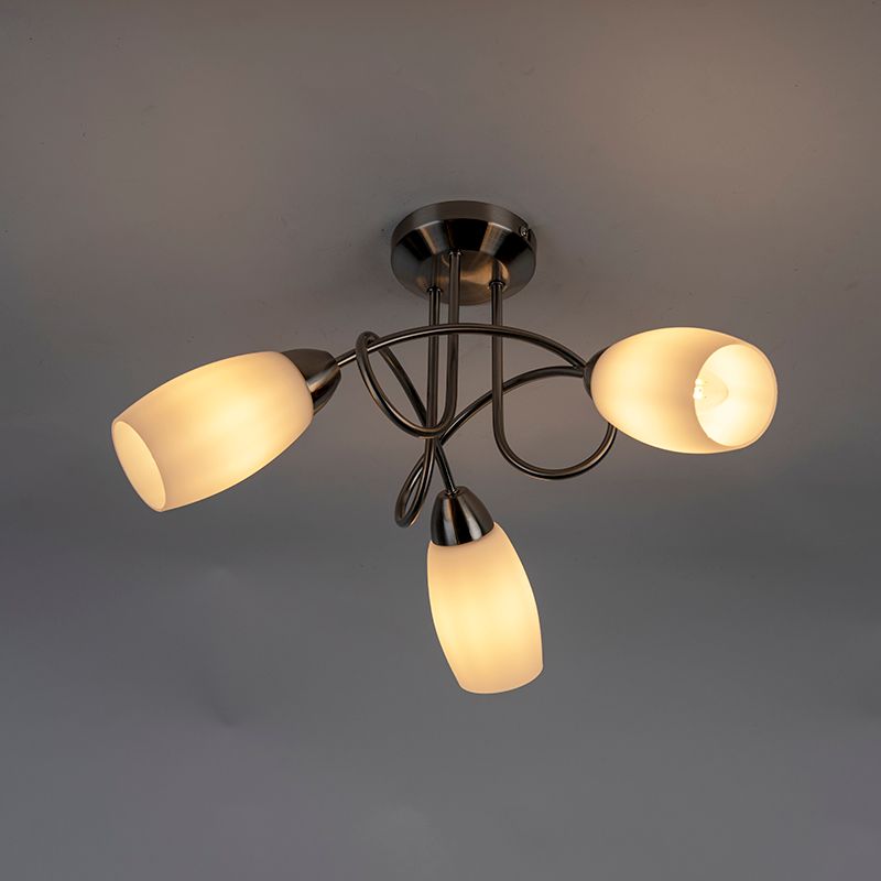 Klassieke plafondlamp staal 3-lichts - Fortress