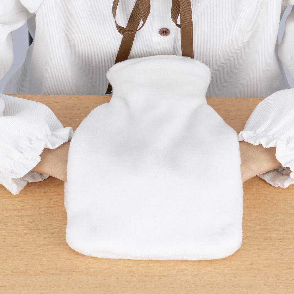 Bouillotte chauffe mains 780ml effet fourrure grise 16x25cm