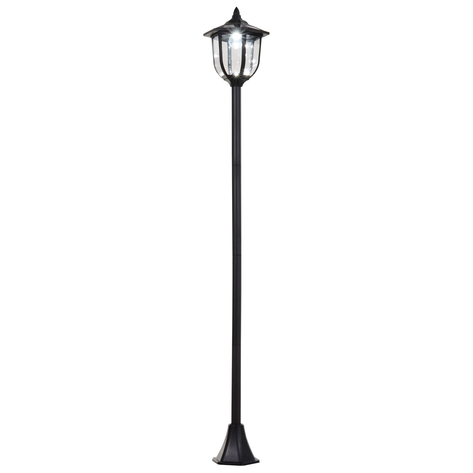 Outsunny Solar Gartenlaterne mit LED schwarz 26,5 x 177 cm (ØxH)