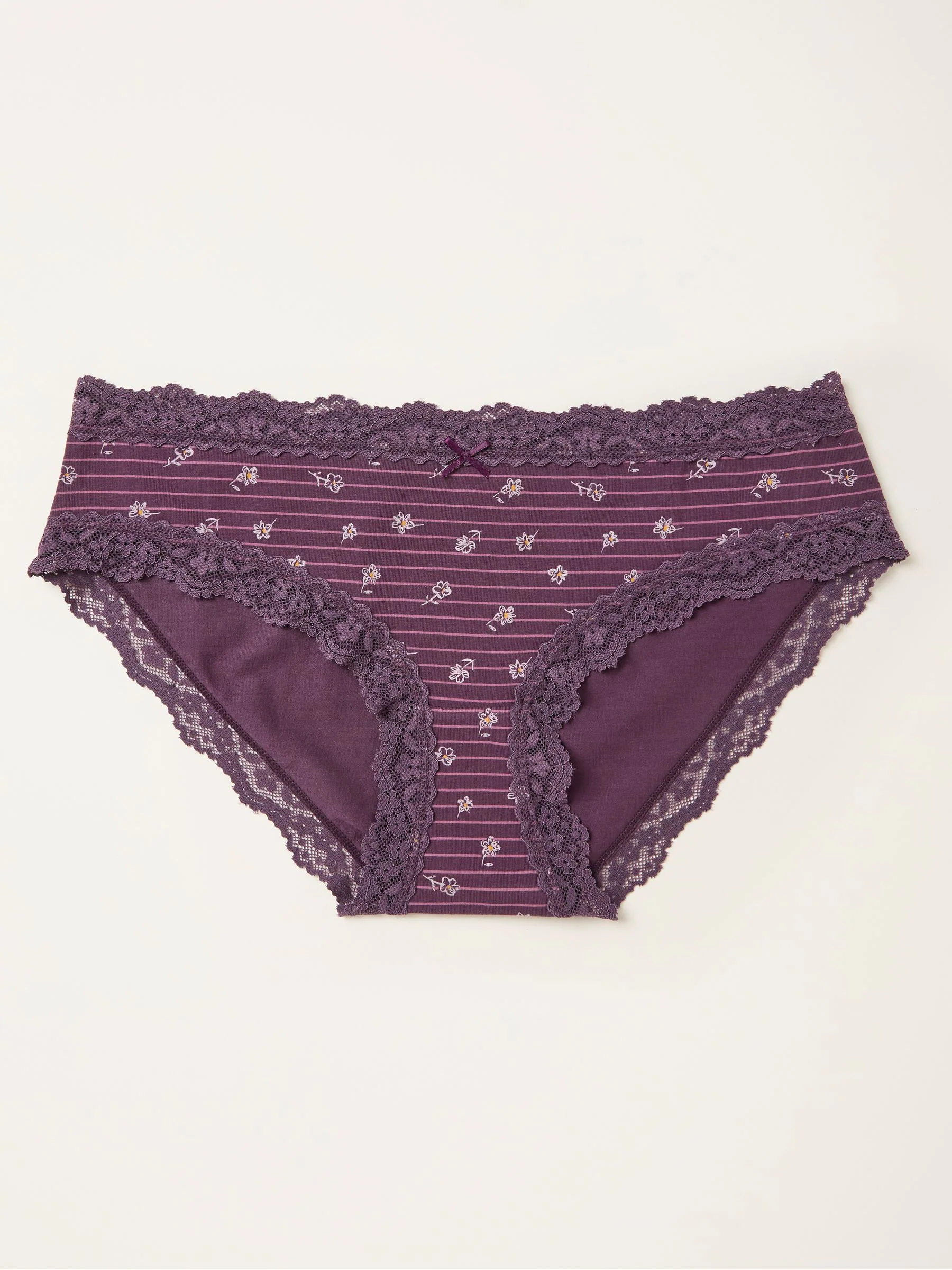 Paars - FatFace Floral Stripe Classic Knickers