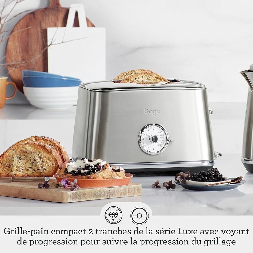 Sage - The Toast Select Luxe - Grille-Pain 2 Fentes avec Indicateur de Compte à Rebours LED - Bleu Prune : Cuisine et Maison