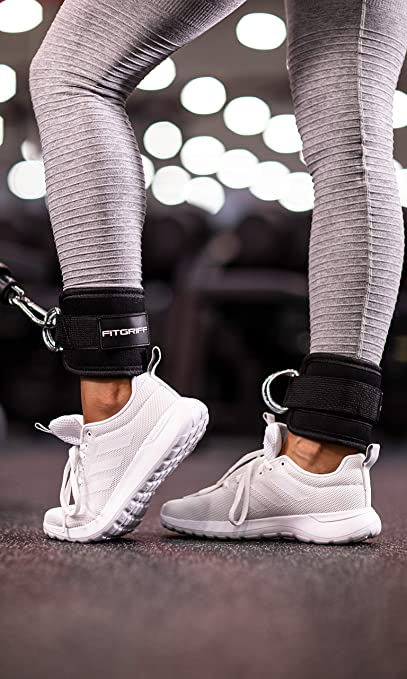 (1Paar) Unisex Knöchelriemen Ankle Straps Fitness Kabelzug Fussschlaufen - Schwarz