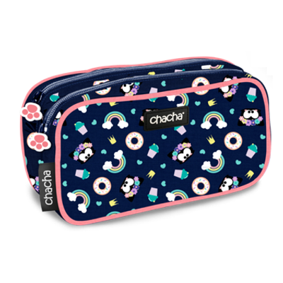 Trousse rectangulaire Chacha Kinky - 2 compartiments - bleu - Kid'Abord
