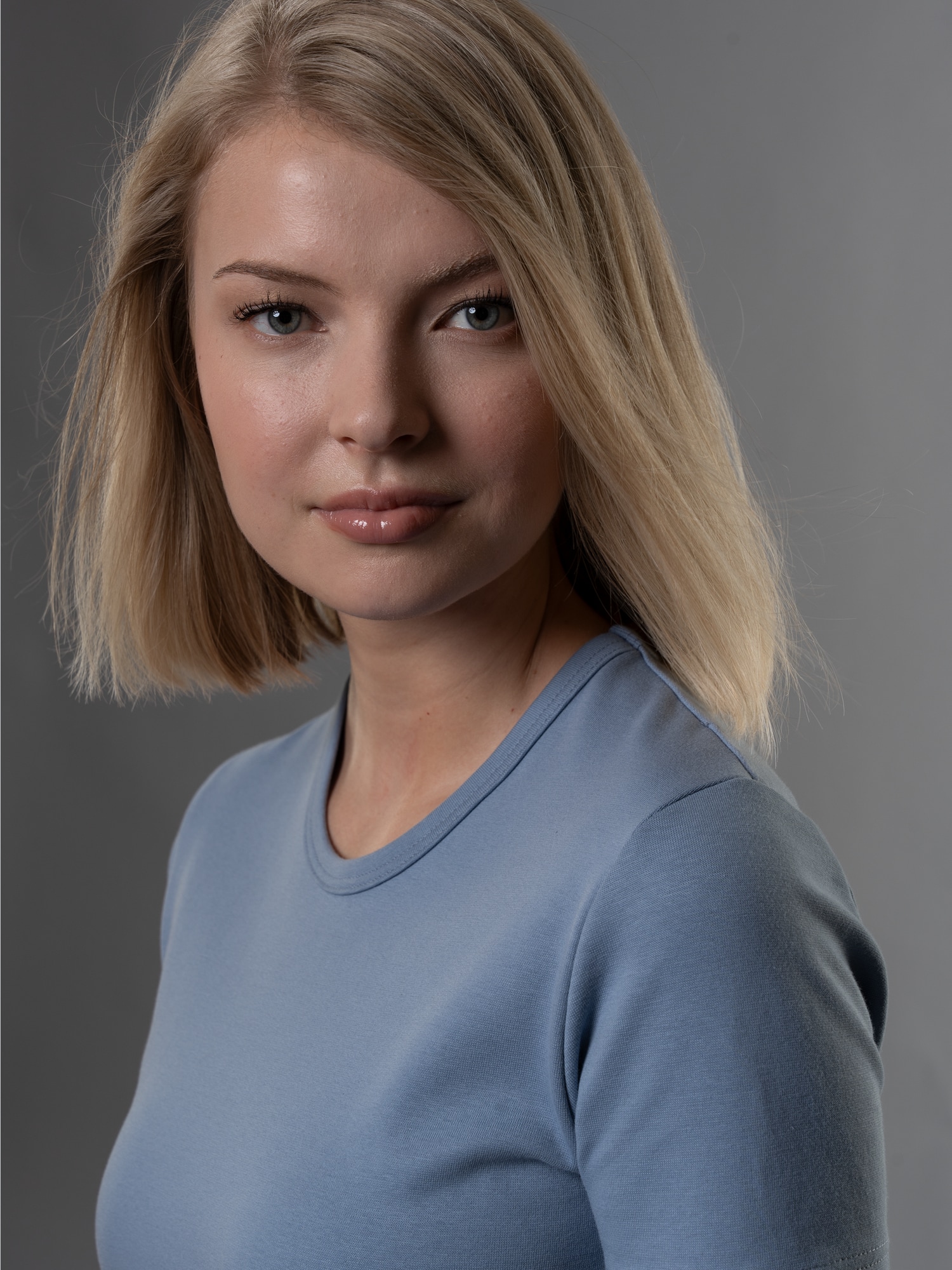 T-Shirt aus Baumwolle/Elastan Pearl-blue