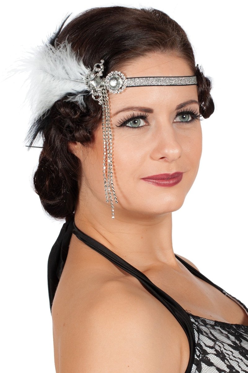 Charleston Hoofdband Wit Zilver