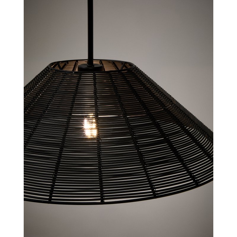 Abat-jour pour plafonnier extérieur Saranella en rotin synthétique noir Ø 50 cm