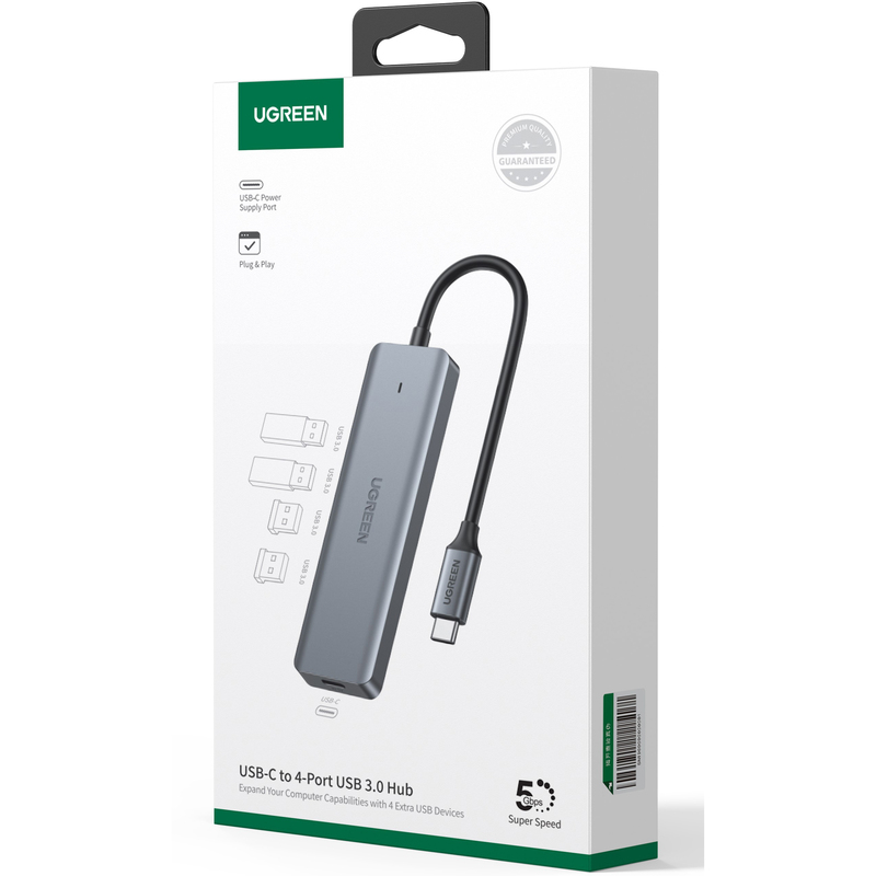 UGREEN USB-C Hub 70336, 4 x USB 3.0, 4 Port, 0.15 m