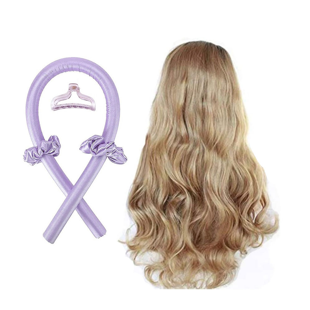 (4-tlg. Set) Locken Haarband Heatless Curler Sockenlocken Haar Styling ohne Hitze inkl. Haarspange   Haargummis - Lila