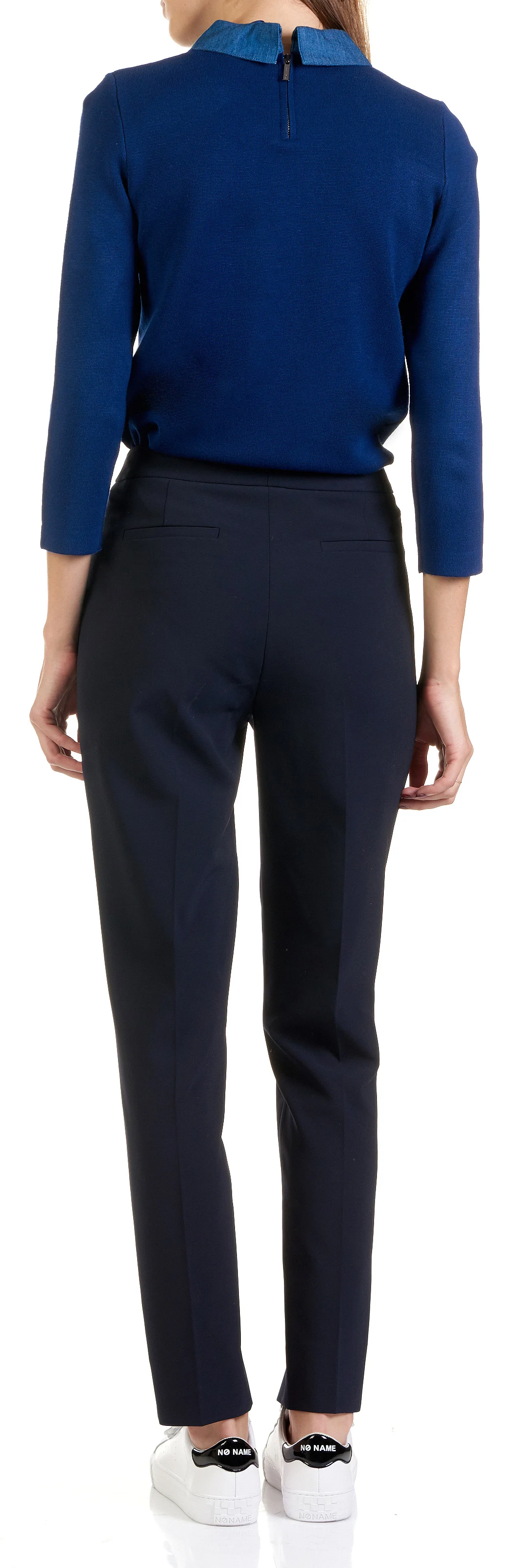 Pantalon slim en crêpe | Bleu