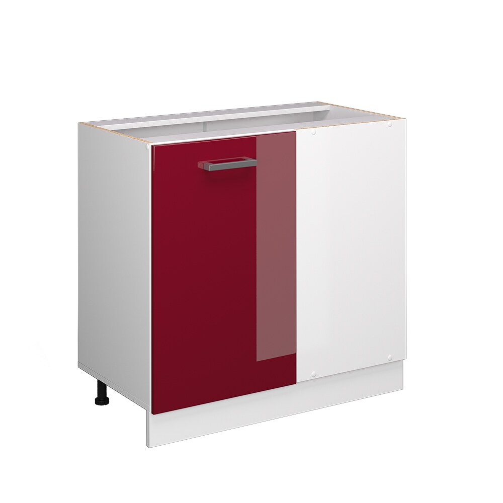 Vicco Eckunterschrank Küchenschrank Küchenzeile R-Line 86 cm Weiß Bordeaux Tür Hochglanz