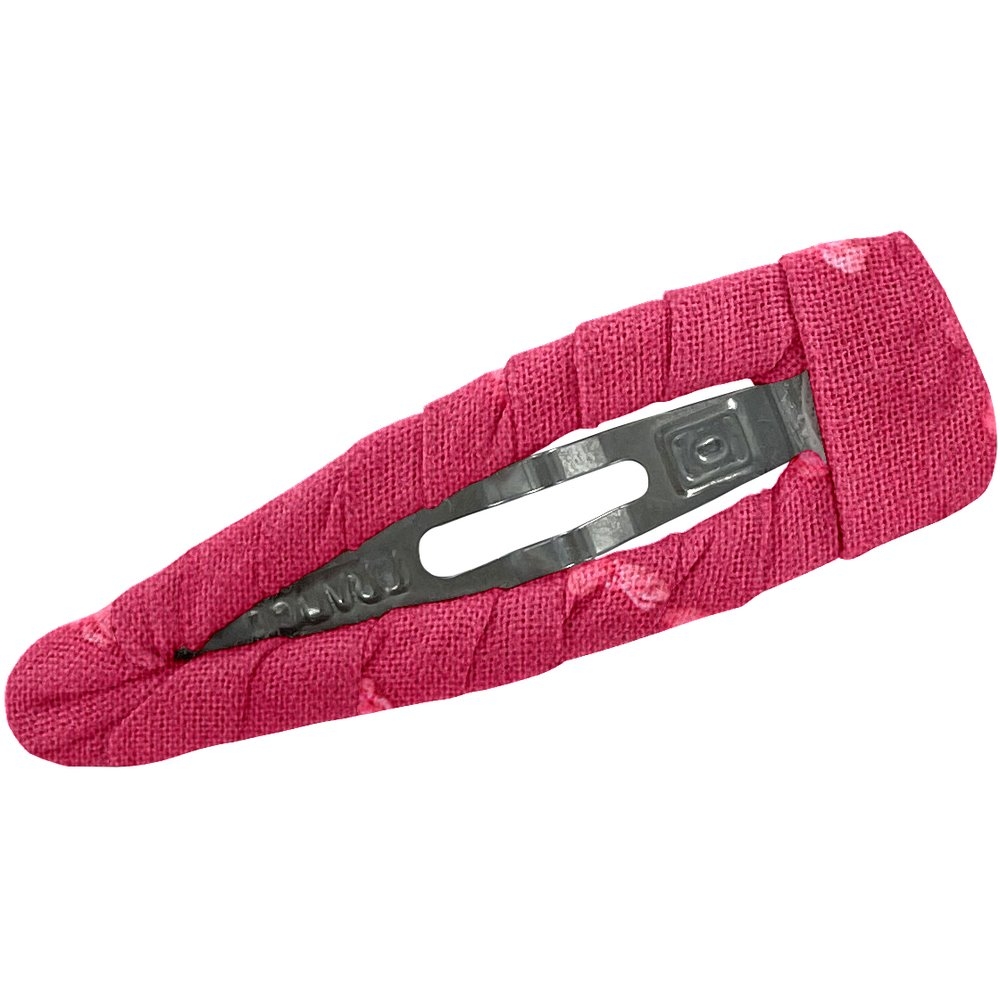 Barrette Clic-Clac Tissu Plumetis Rose Fuchsia