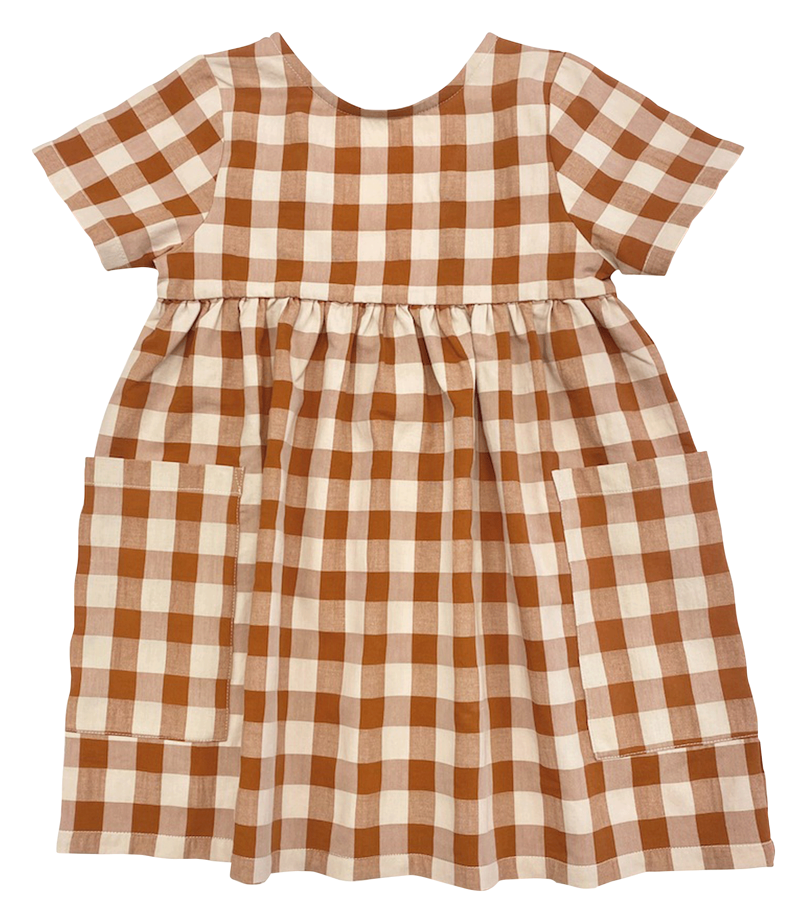 SATI - Robe courte ample à carreaux | Marron