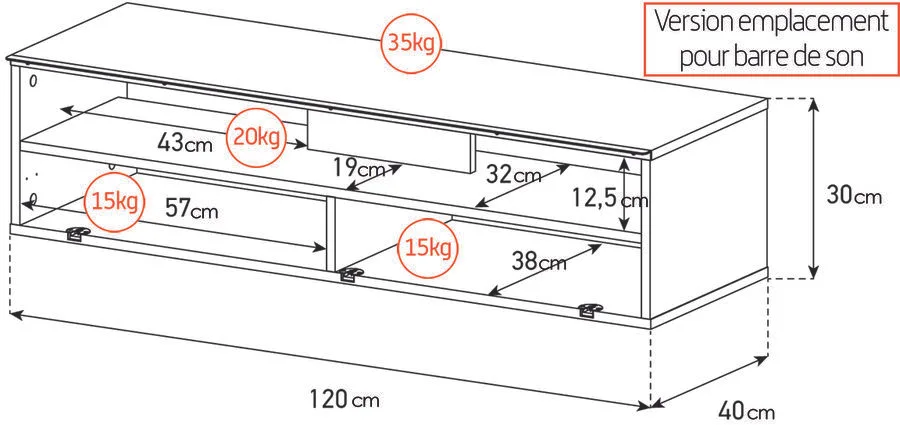 Meliconi Gladstone 120 Meubles TV