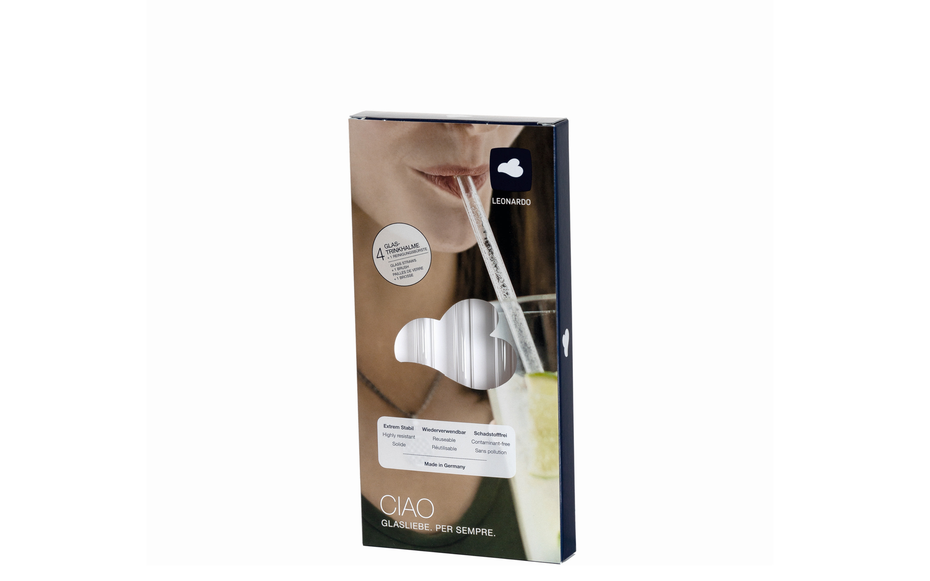 Glastrinkhalme CIAO 4er-Set, 23,9 cm