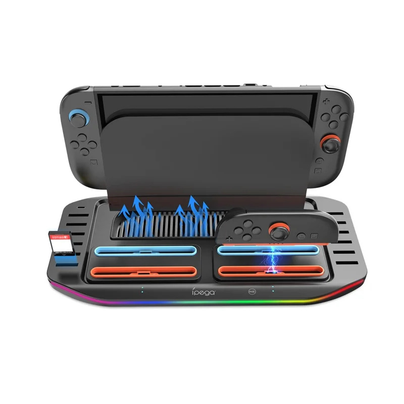 4-fach Ladestation Charging Dock für Nintendo Switch 2 Joy-Cons   Spielehalterung mit RGB-Beleuchtung - Schwarz