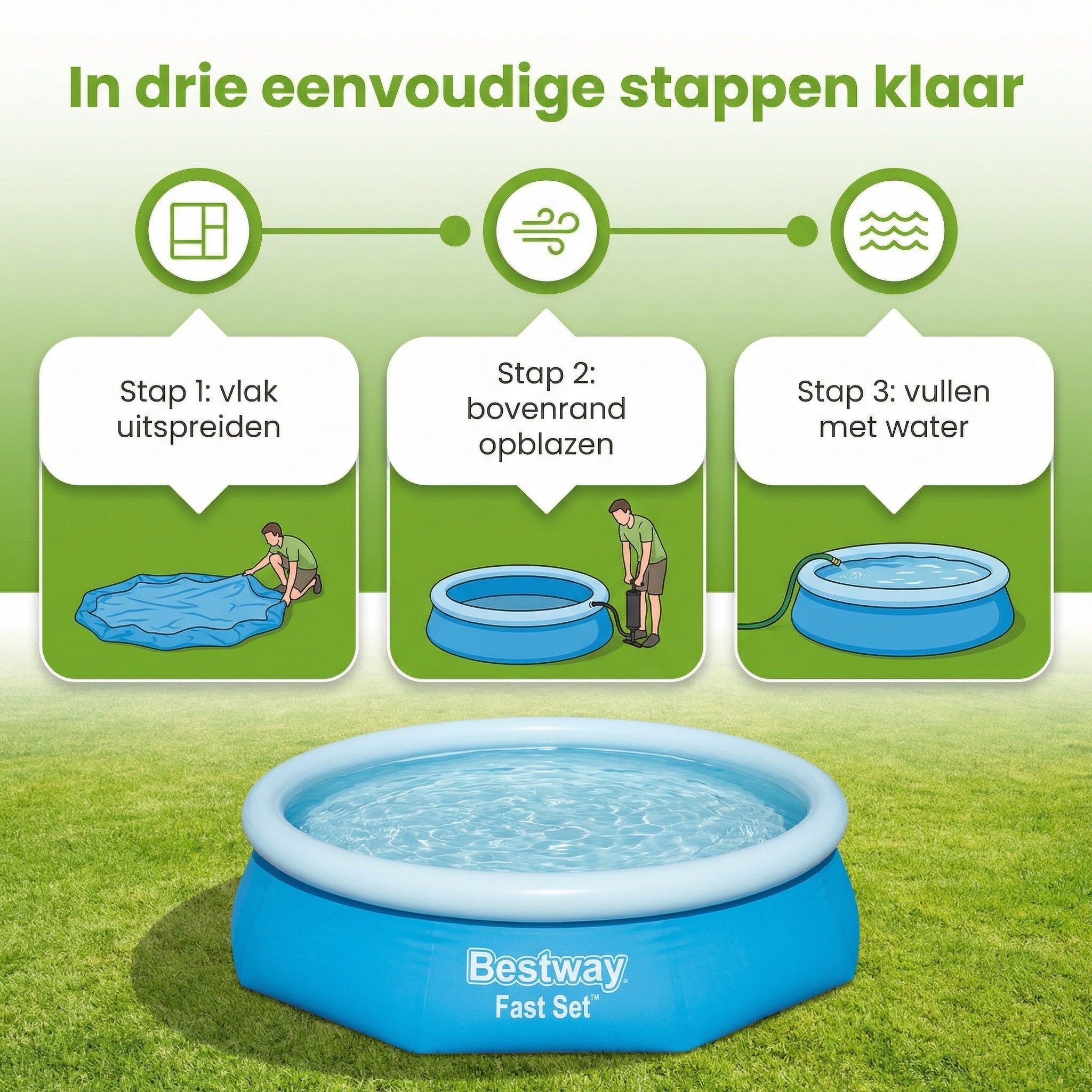 Bestway fast set 305x76cm zwembad – 3-delig