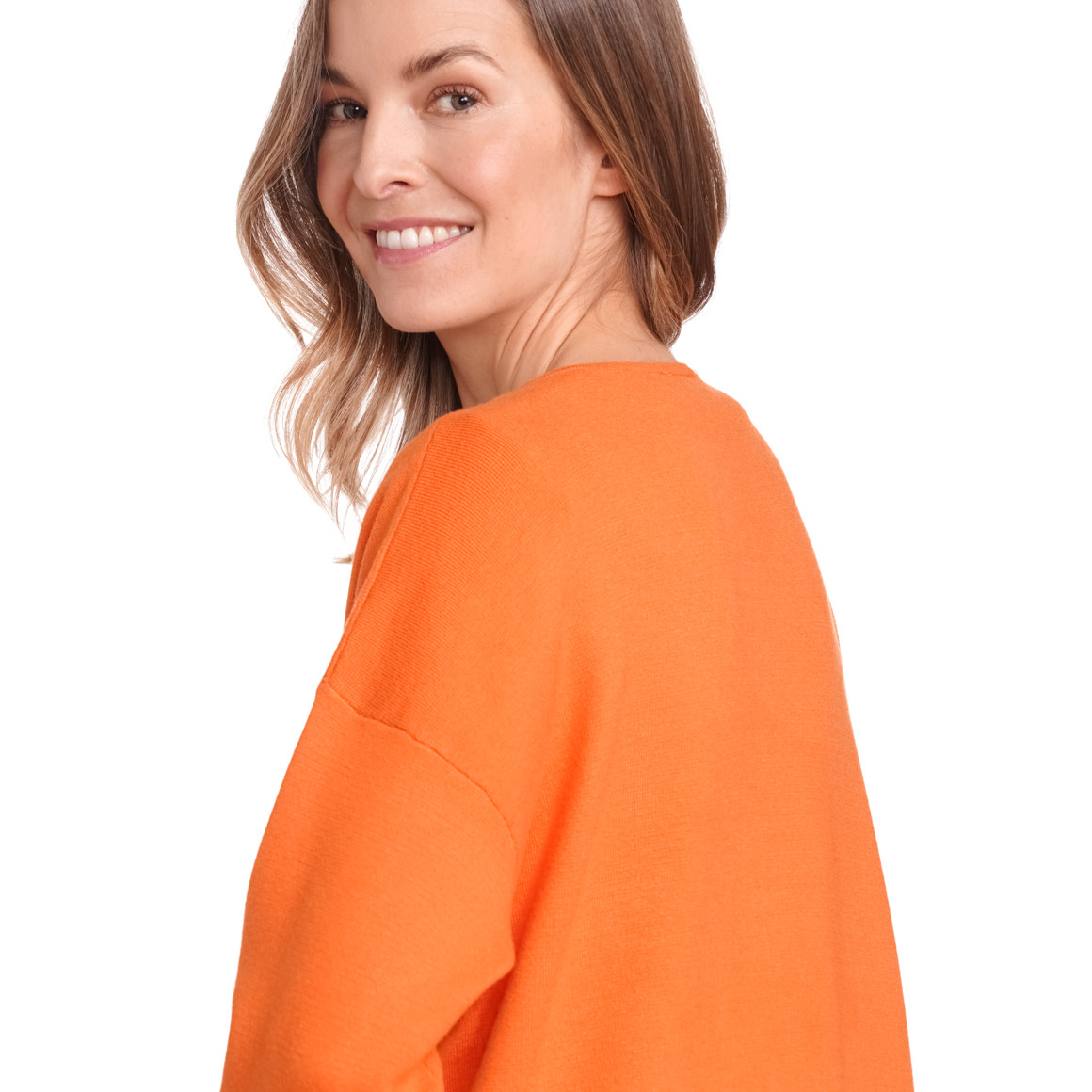 Gina Benotti Damen Strickjacke lang geschnitten orange