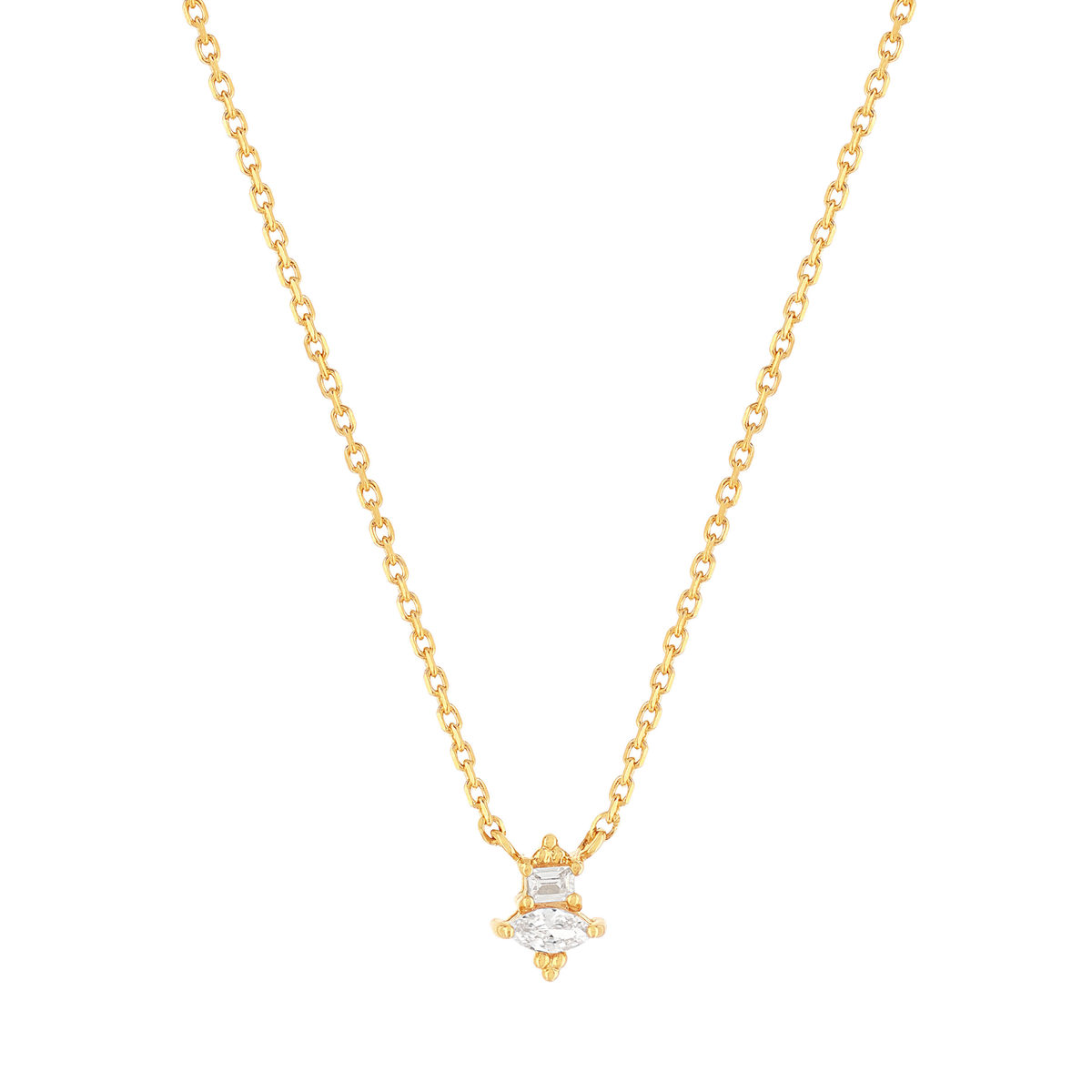 Collier plaqué or jaune, zirconias 45 cm