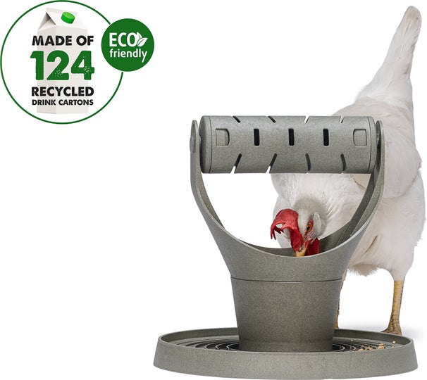 Beeztees kippenvoerbak speel- en snacktoren grijs D 30 H 31 cm