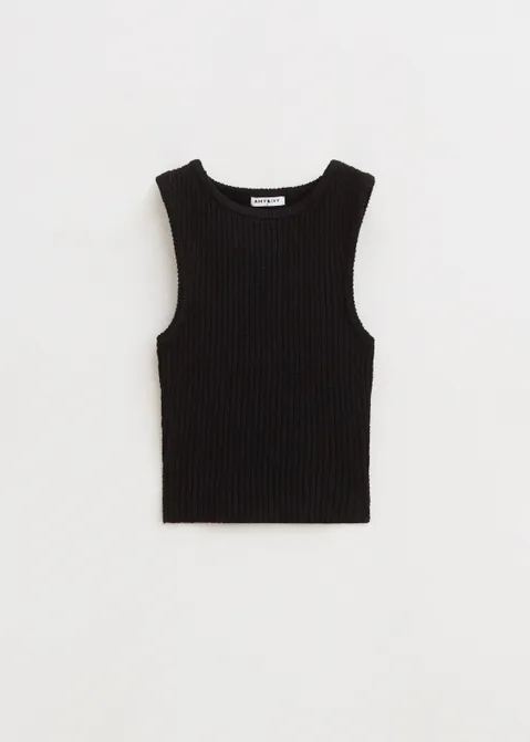 Geribde singlet zwart (ZWART)