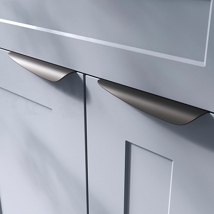 Poignée de meuble Incurvé GoodHome Mehaban mat noir l.170mm x l.44mm x H. 18mm entraxe 128mm
