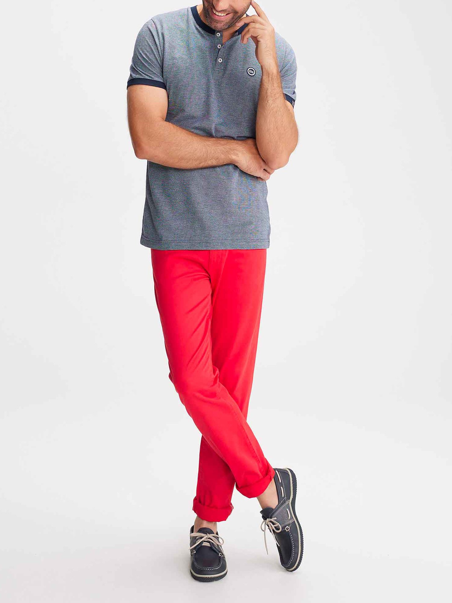Tee Shirt Homme Patte Boutonnée Marine