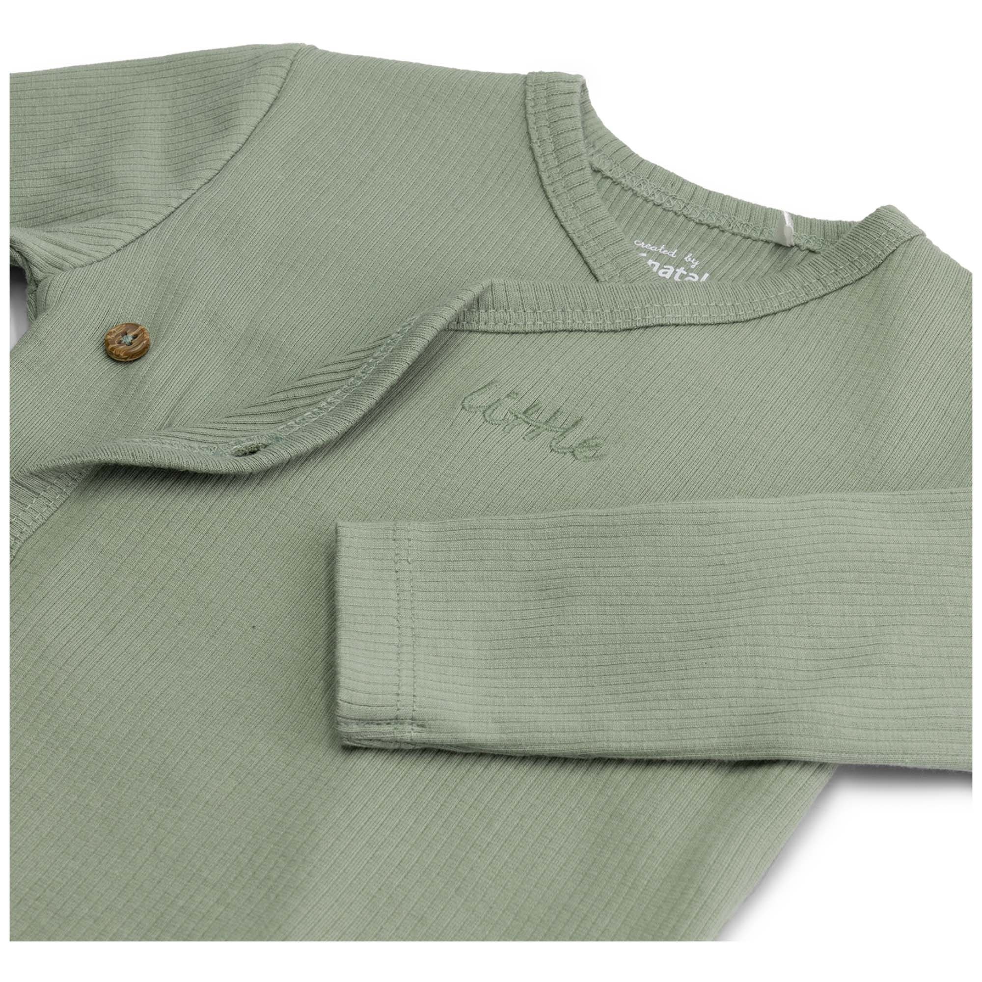 Prénatal newborn shirt rib lange mouwen effen groen