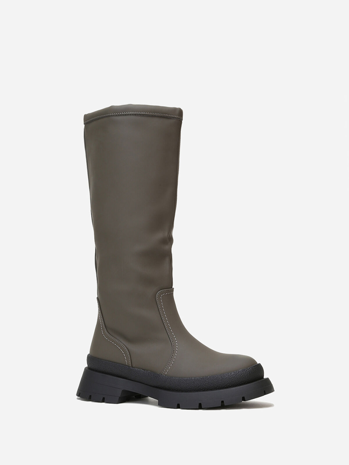 Bottes effet mat à semelle crantée- Gris