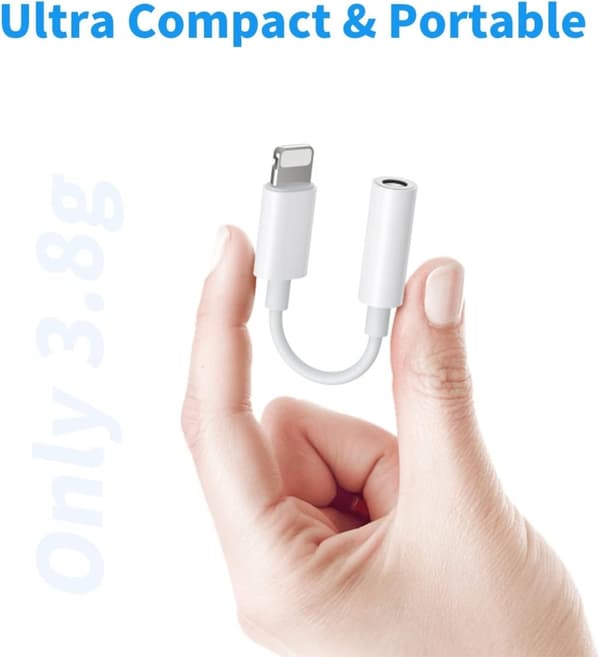 2x Lightning til 3,5 mm adapter for hodetelefoner