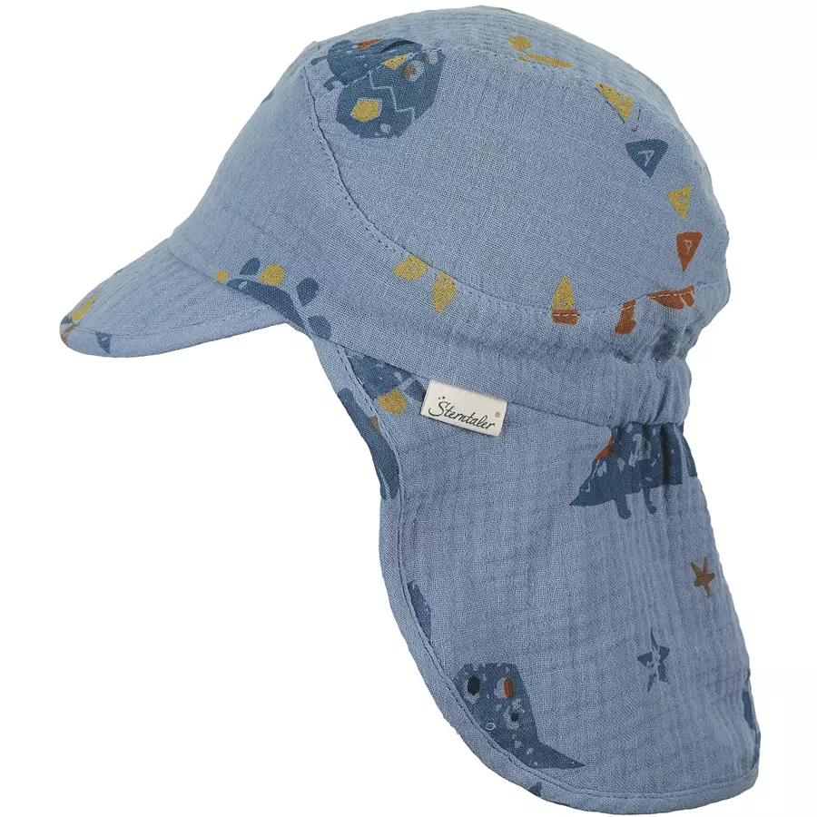 Sterntaler Schirmmütze mit Nackenschutz Dinosaurier hellblau