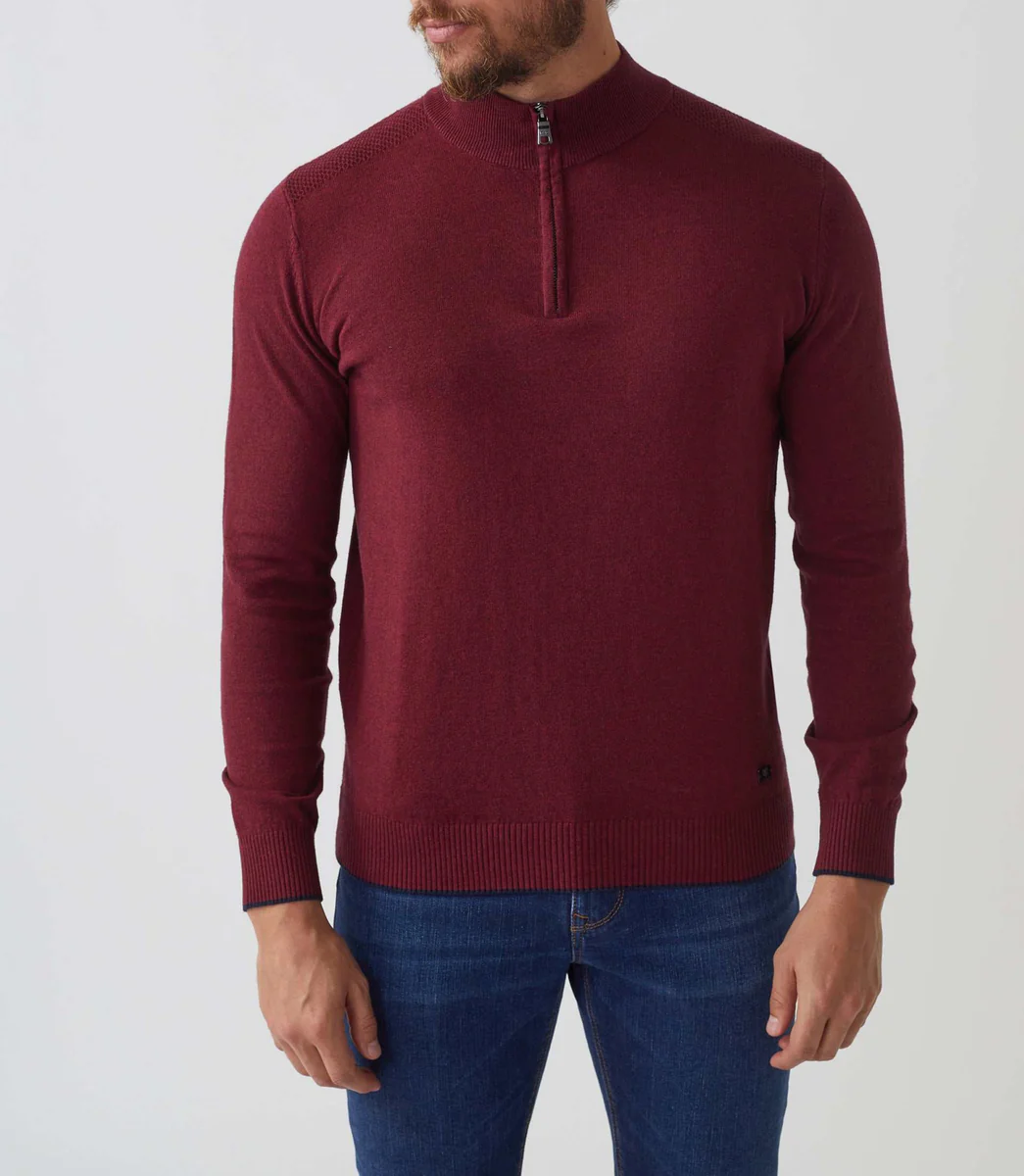 Pull col camionneur bordeaux chiné 