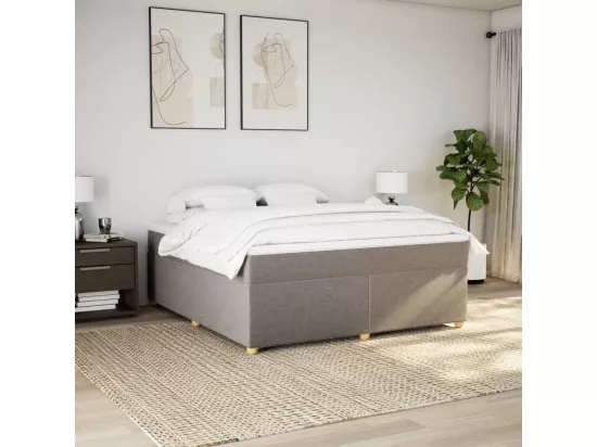 Sommier à lattes de lit avec matelas Taupe 180x200 cm Tissu