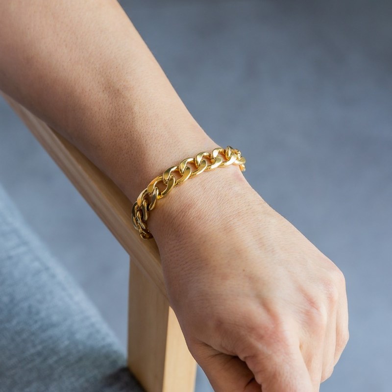 Superbe Bracelet Homme en Acier Doré