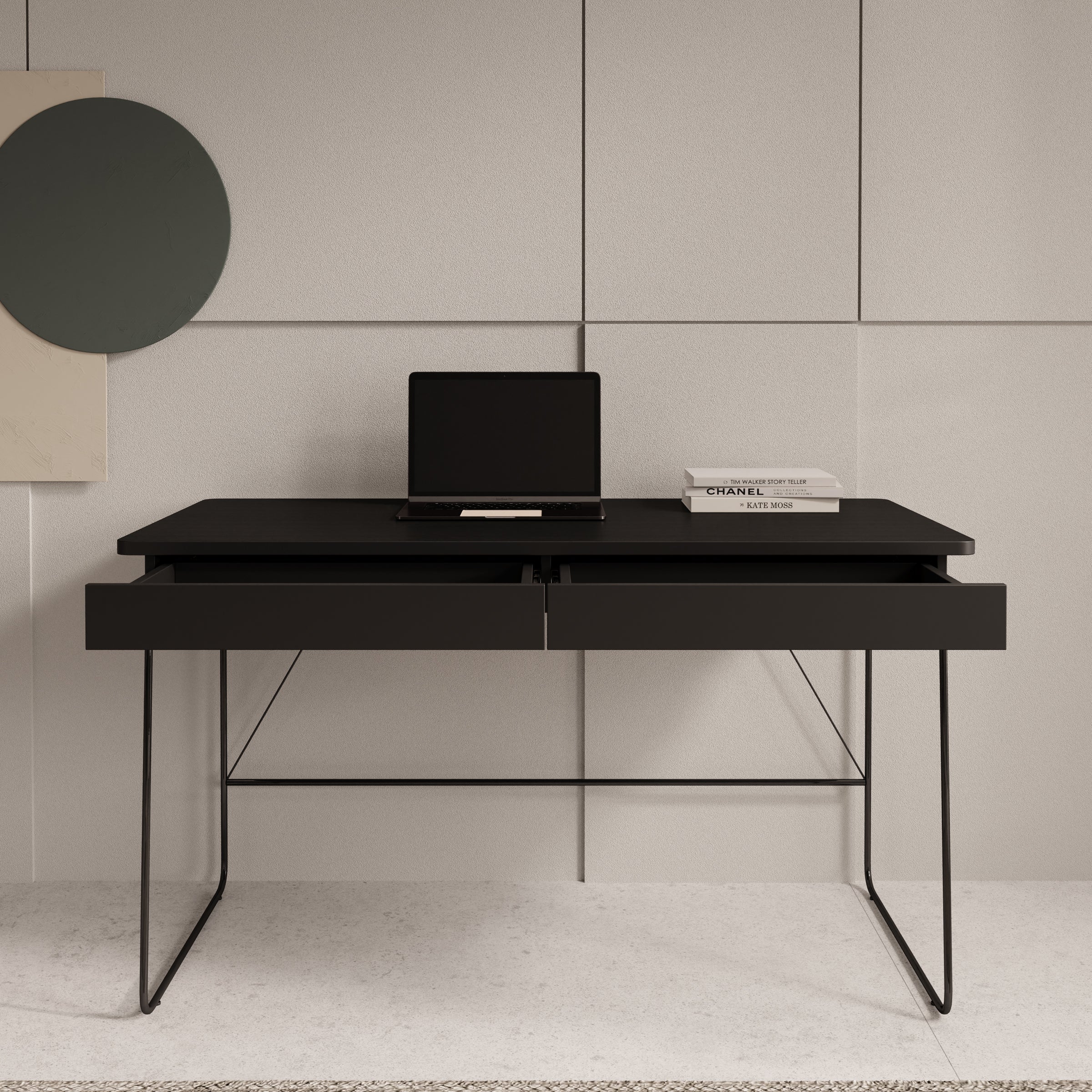 Meubella - Bureau Medea - Zwart - 135 cm