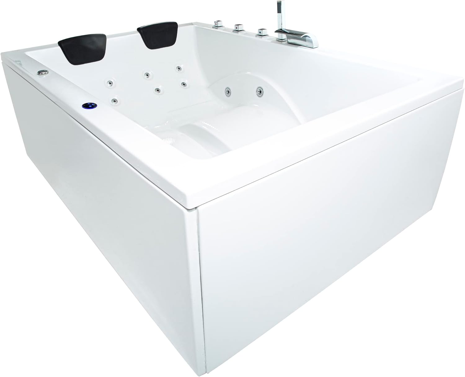 Basic Indoor Whirlpool Badewanne XXL Wave für 2 Personen mit 16 Massagedüsen, Wasserfall, LED-Ambiente