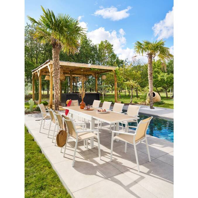 Fauteuil de jardin empilable ESSENTIA Lin / Blanc